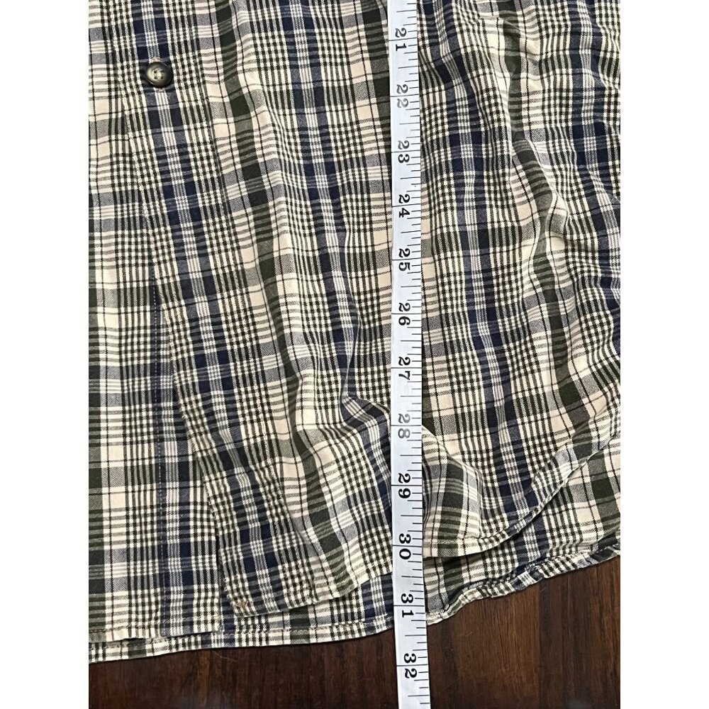 L.L. Bean Plaid Button Down Shirt Blue Green Cream Casual Professional Men's XL - Picture 5 of 6